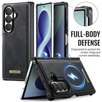 For Galaxy Z Fold8 Ultra 5G CaseMe C69 Series Magnetic Vegan Leather Back Phone Case - Black - SYA003453902A