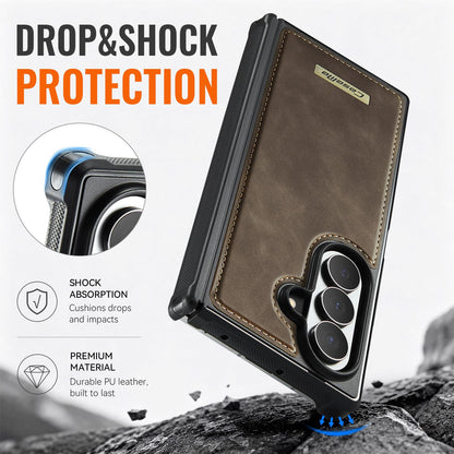 For Galaxy Z Fold8 Ultra 5G CaseMe C69 Series Magnetic Vegan Leather Back Phone Case - Coffee - SYA003453902B