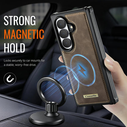 For Galaxy Z Fold8 Ultra 5G CaseMe C69 Series Magnetic Vegan Leather Back Phone Case - Coffee - SYA003453902B