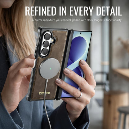 For Galaxy Z Fold8 Ultra 5G CaseMe C69 Series Magnetic Vegan Leather Back Phone Case - Coffee - SYA003453902B