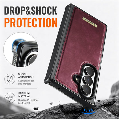 For Galaxy Z Fold8 Ultra 5G CaseMe C69 Series Magnetic Vegan Leather Back Phone Case - Red - SYA003453902C