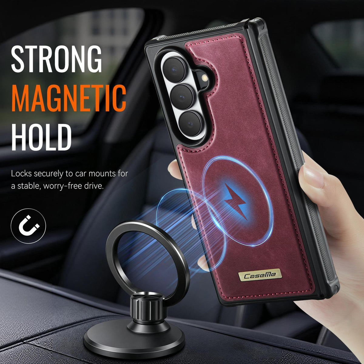 For Galaxy Z Fold8 Ultra 5G CaseMe C69 Series Magnetic Vegan Leather Back Phone Case - Red - SYA003453902C