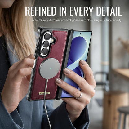 For Galaxy Z Fold8 Ultra 5G CaseMe C69 Series Magnetic Vegan Leather Back Phone Case - Red - SYA003453902C