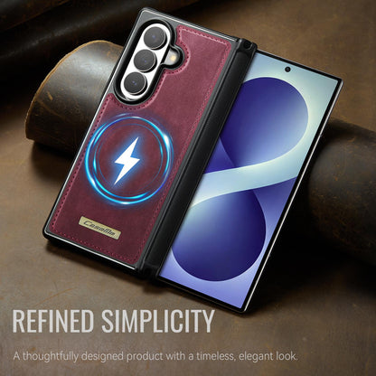 For Galaxy Z Fold8 Ultra 5G CaseMe C69 Series Magnetic Vegan Leather Back Phone Case - Red - SYA003453902C