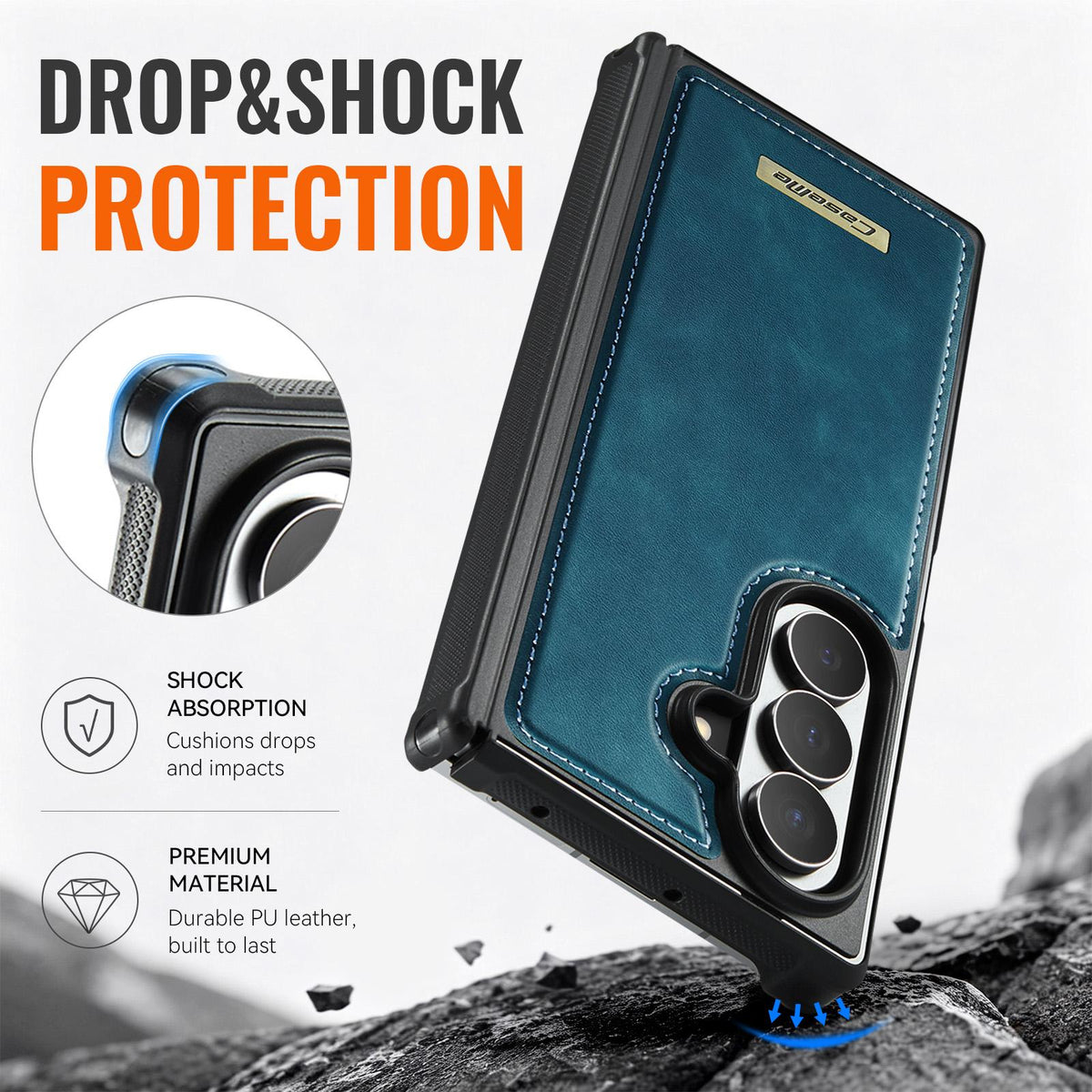 For Galaxy Z Fold8 Ultra 5G CaseMe C69 Series Magnetic Vegan Leather Back Phone Case - Green - SYA003453902D