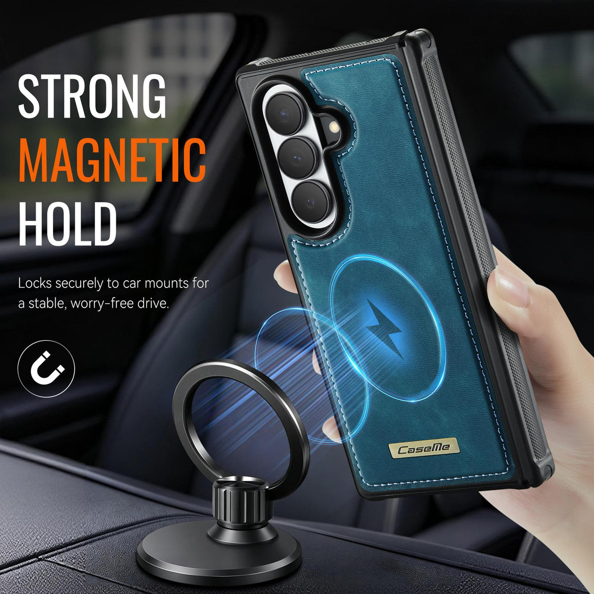 For Galaxy Z Fold8 Ultra 5G CaseMe C69 Series Magnetic Vegan Leather Back Phone Case - Green - SYA003453902D
