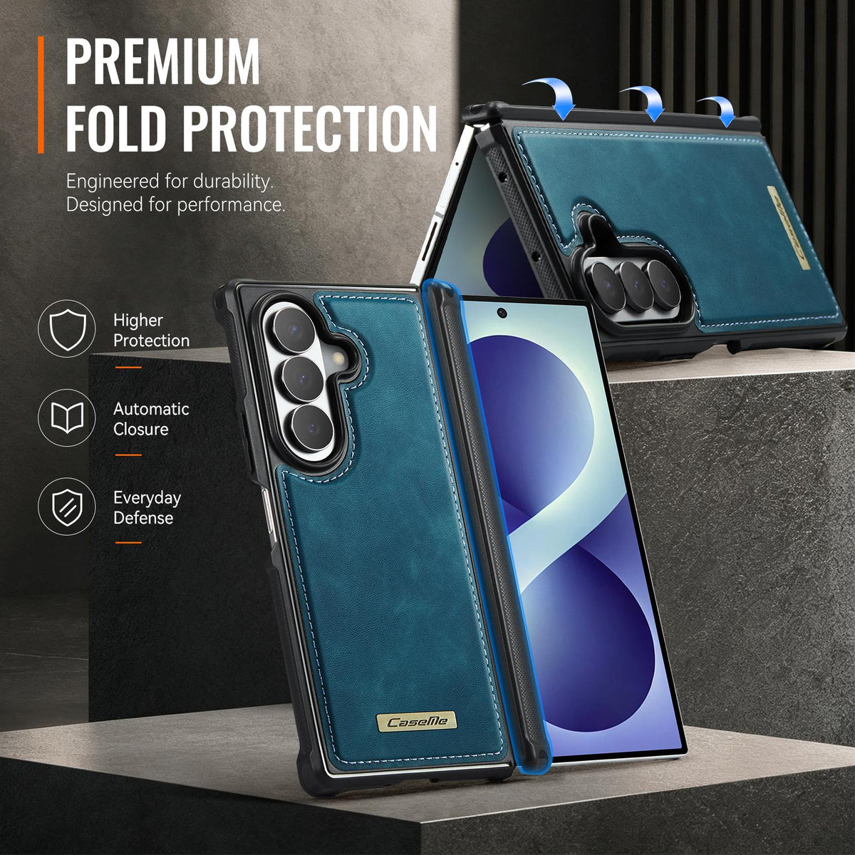 For Galaxy Z Fold8 Ultra 5G CaseMe C69 Series Magnetic Vegan Leather Back Phone Case - Green - SYA003453902D