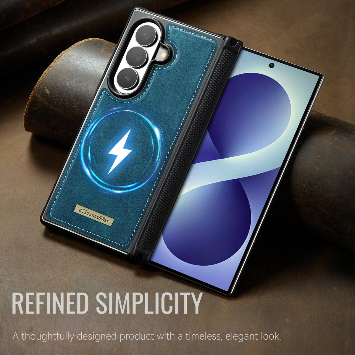 For Galaxy Z Fold8 Ultra 5G CaseMe C69 Series Magnetic Vegan Leather Back Phone Case - Green - SYA003453902D