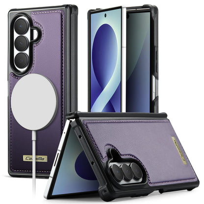 For Galaxy Z Fold8 Ultra 5G CaseMe C69 Series Magnetic Vegan Leather Back Phone Case - Purple - SYA003453902E
