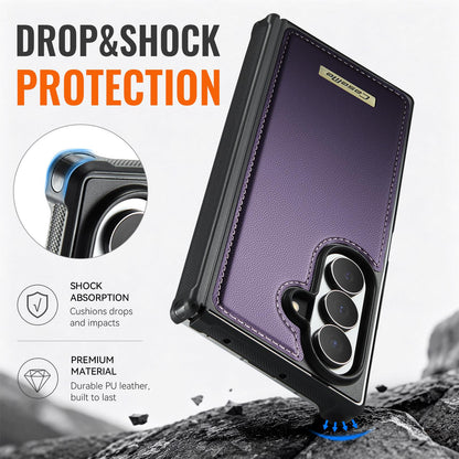 For Galaxy Z Fold8 Ultra 5G CaseMe C69 Series Magnetic Vegan Leather Back Phone Case - Purple - SYA003453902E