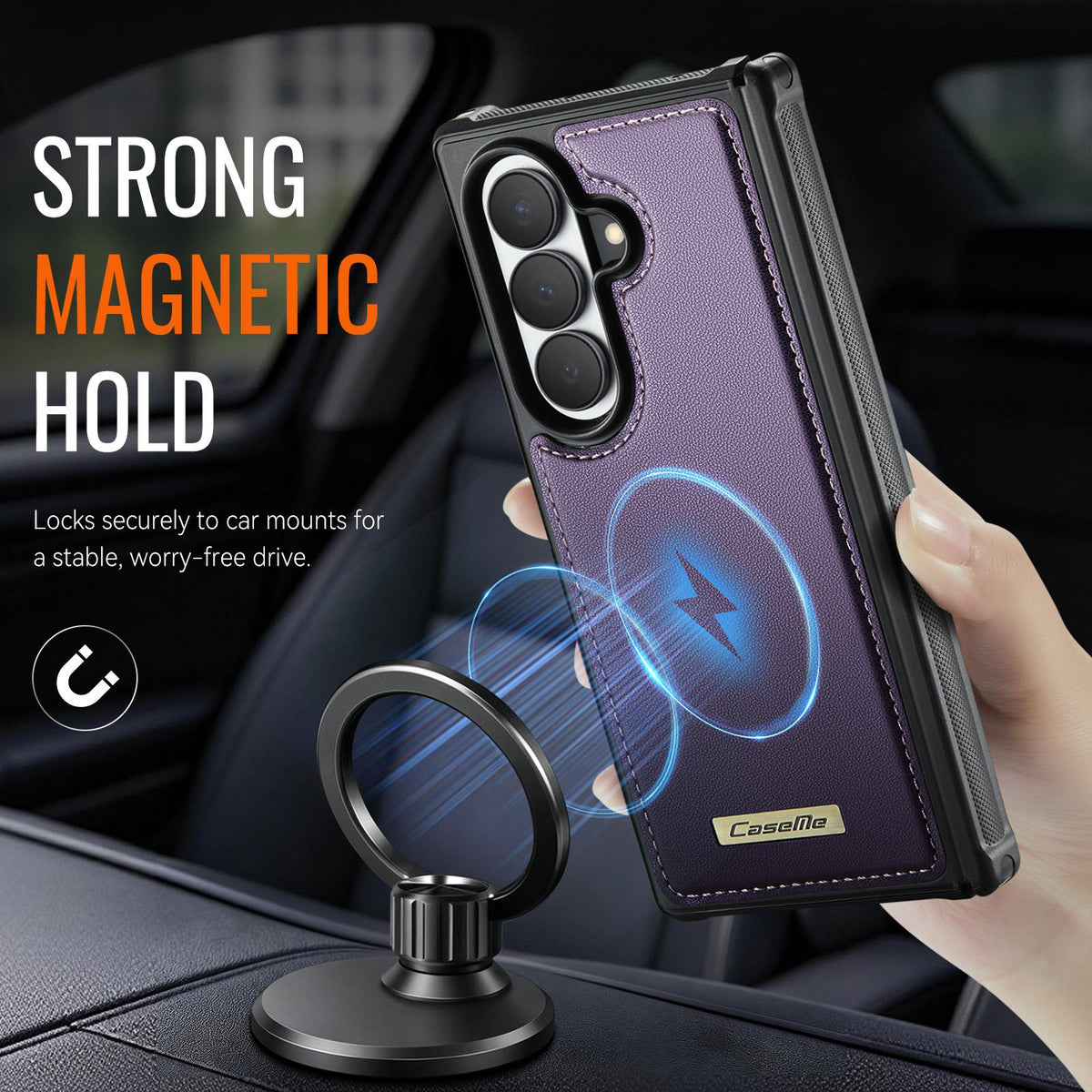 For Galaxy Z Fold8 Ultra 5G CaseMe C69 Series Magnetic Vegan Leather Back Phone Case - Purple - SYA003453902E
