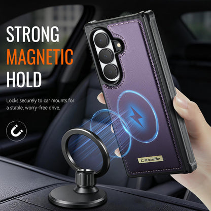 For Galaxy Z Fold8 Ultra 5G CaseMe C69 Series Magnetic Vegan Leather Back Phone Case - Purple - SYA003453902E