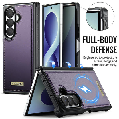 For Galaxy Z Fold8 Ultra 5G CaseMe C69 Series Magnetic Vegan Leather Back Phone Case - Purple - SYA003453902E