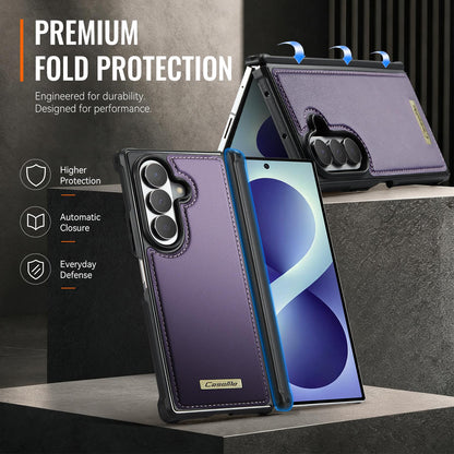 For Galaxy Z Fold8 Ultra 5G CaseMe C69 Series Magnetic Vegan Leather Back Phone Case - Purple - SYA003453902E