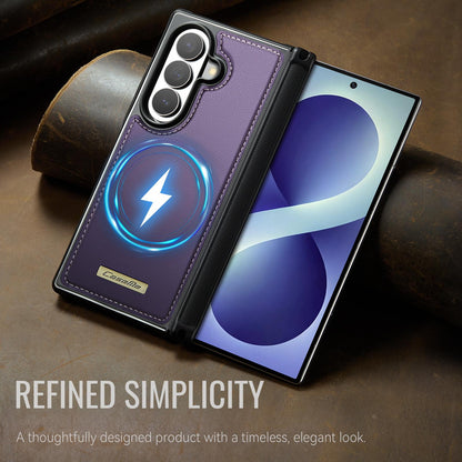 For Galaxy Z Fold8 Ultra 5G CaseMe C69 Series Magnetic Vegan Leather Back Phone Case - Purple - SYA003453902E