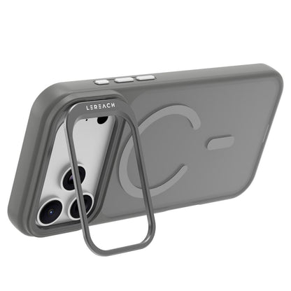 For iPhone 18 Pro Max LeReach Le-Luster Series Metal Lens Kickstand Magnetic Phone Case - Grey - SYA003464402B