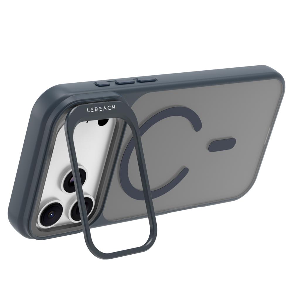 For iPhone 18 Pro Max LeReach Le-Luster Series Metal Lens Kickstand Magnetic Phone Case - Blue - SYA003464402C