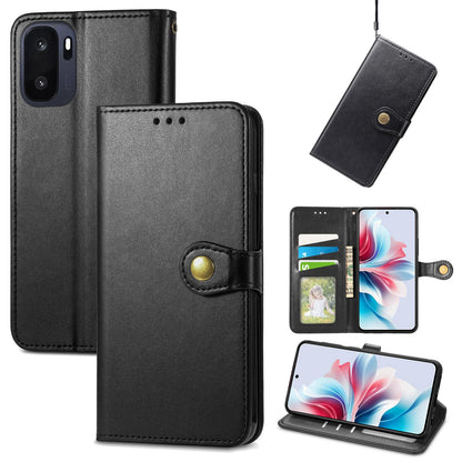 For OnePlus Ace 6 Ultra Retro Solid Color Buckle Leather Phone Case - Black - SYA003473701A