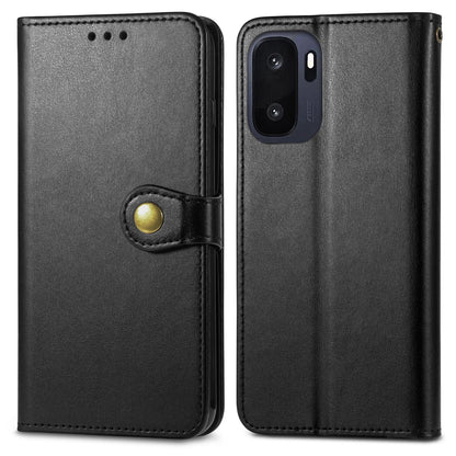 For OnePlus Ace 6 Ultra Retro Solid Color Buckle Leather Phone Case - Black - SYA003473701A