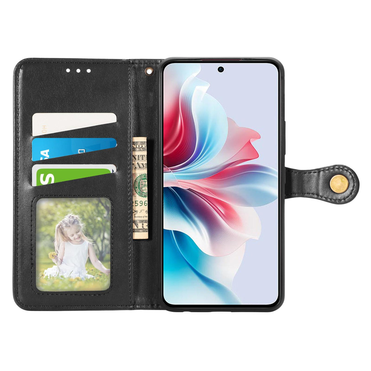 For OnePlus Ace 6 Ultra Retro Solid Color Buckle Leather Phone Case - Black - SYA003473701A