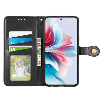 For OnePlus Ace 6 Ultra Retro Solid Color Buckle Leather Phone Case - Black - SYA003473701A