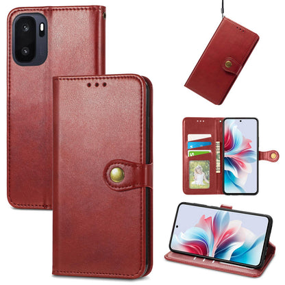 For OnePlus Ace 6 Ultra Retro Solid Color Buckle Leather Phone Case - Red - SYA003473701B