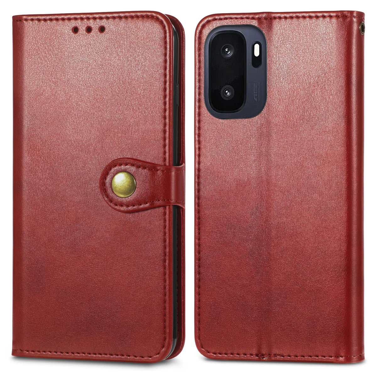 For OnePlus Ace 6 Ultra Retro Solid Color Buckle Leather Phone Case - Red - SYA003473701B