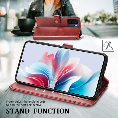 For OnePlus Ace 6 Ultra Retro Solid Color Buckle Leather Phone Case - Red - SYA003473701B