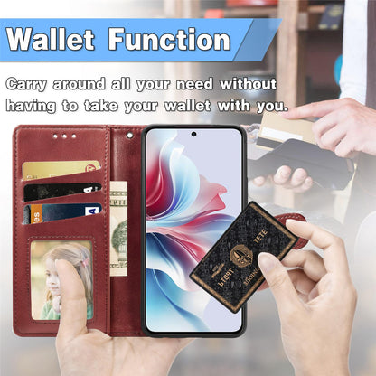 For OnePlus Ace 6 Ultra Retro Solid Color Buckle Leather Phone Case - Red - SYA003473701B