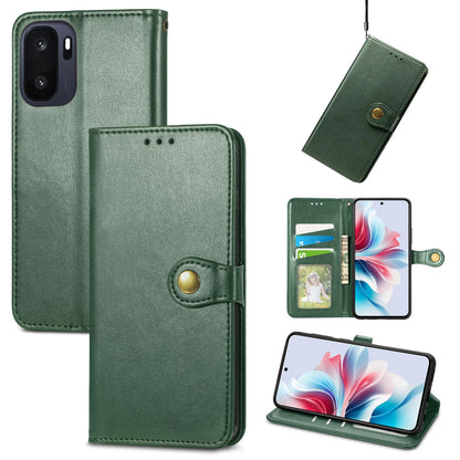 For OnePlus Ace 6 Ultra Retro Solid Color Buckle Leather Phone Case - Green - SYA003473701C