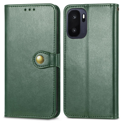 For OnePlus Ace 6 Ultra Retro Solid Color Buckle Leather Phone Case - Green - SYA003473701C
