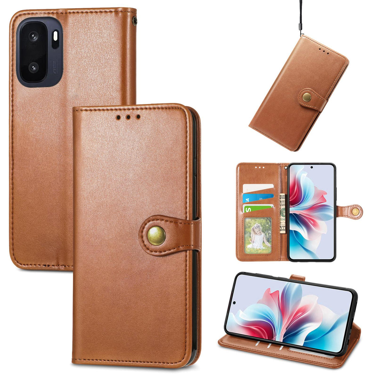 For OnePlus Ace 6 Ultra Retro Solid Color Buckle Leather Phone Case - Brown - SYA003473701D