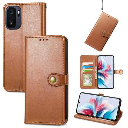For OnePlus Ace 6 Ultra Retro Solid Color Buckle Leather Phone Case - Brown - SYA003473701D