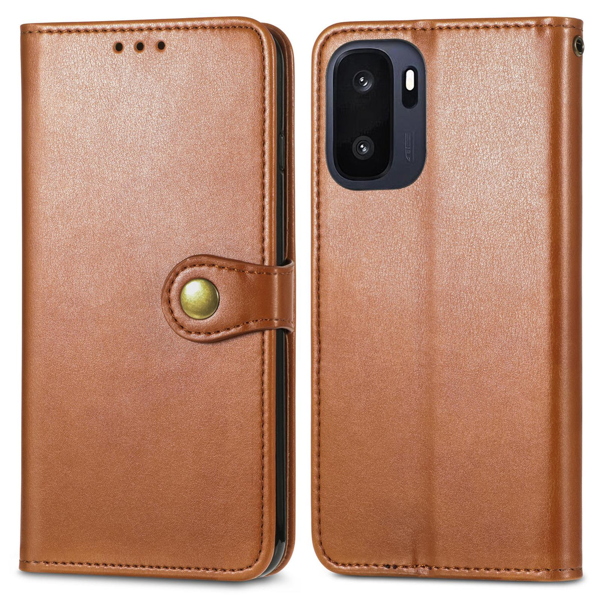 For OnePlus Ace 6 Ultra Retro Solid Color Buckle Leather Phone Case - Brown - SYA003473701D