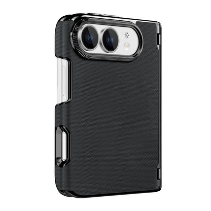 For iPhone Duo Fine-grained Vegan Leather Dual-Hinge Magnetic Phone Case - black - SYA003473901A