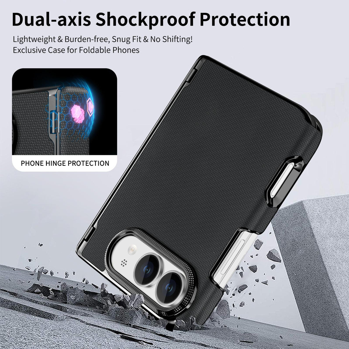 For iPhone Duo Fine-grained Vegan Leather Dual-Hinge Magnetic Phone Case - black - SYA003473901A