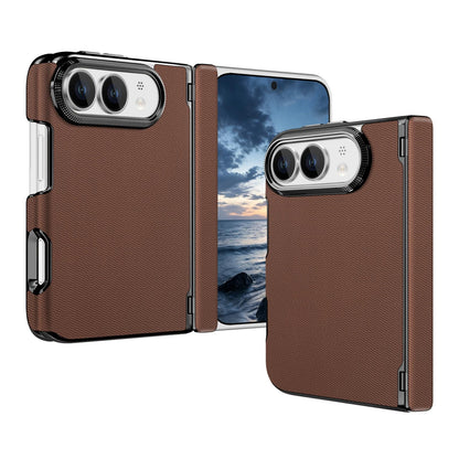 For iPhone Duo Fine-grained Vegan Leather Dual-Hinge Magnetic Phone Case - brown - SYA003473901B