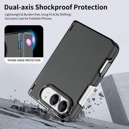 For iPhone Duo Fine-grained Vegan Leather Dual-Hinge Magnetic Phone Case - gray - SYA003473901C