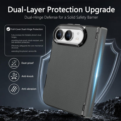 For iPhone Duo Fine-grained Vegan Leather Dual-Hinge Magnetic Phone Case - gray - SYA003473901C