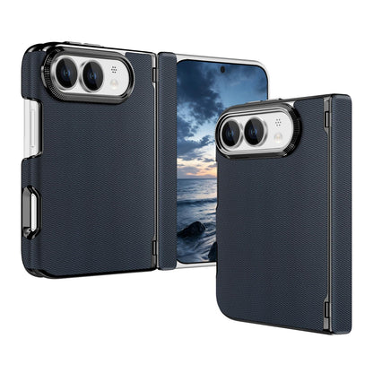 For iPhone Duo Fine-grained Vegan Leather Dual-Hinge Magnetic Phone Case - Bule - SYA003473901D