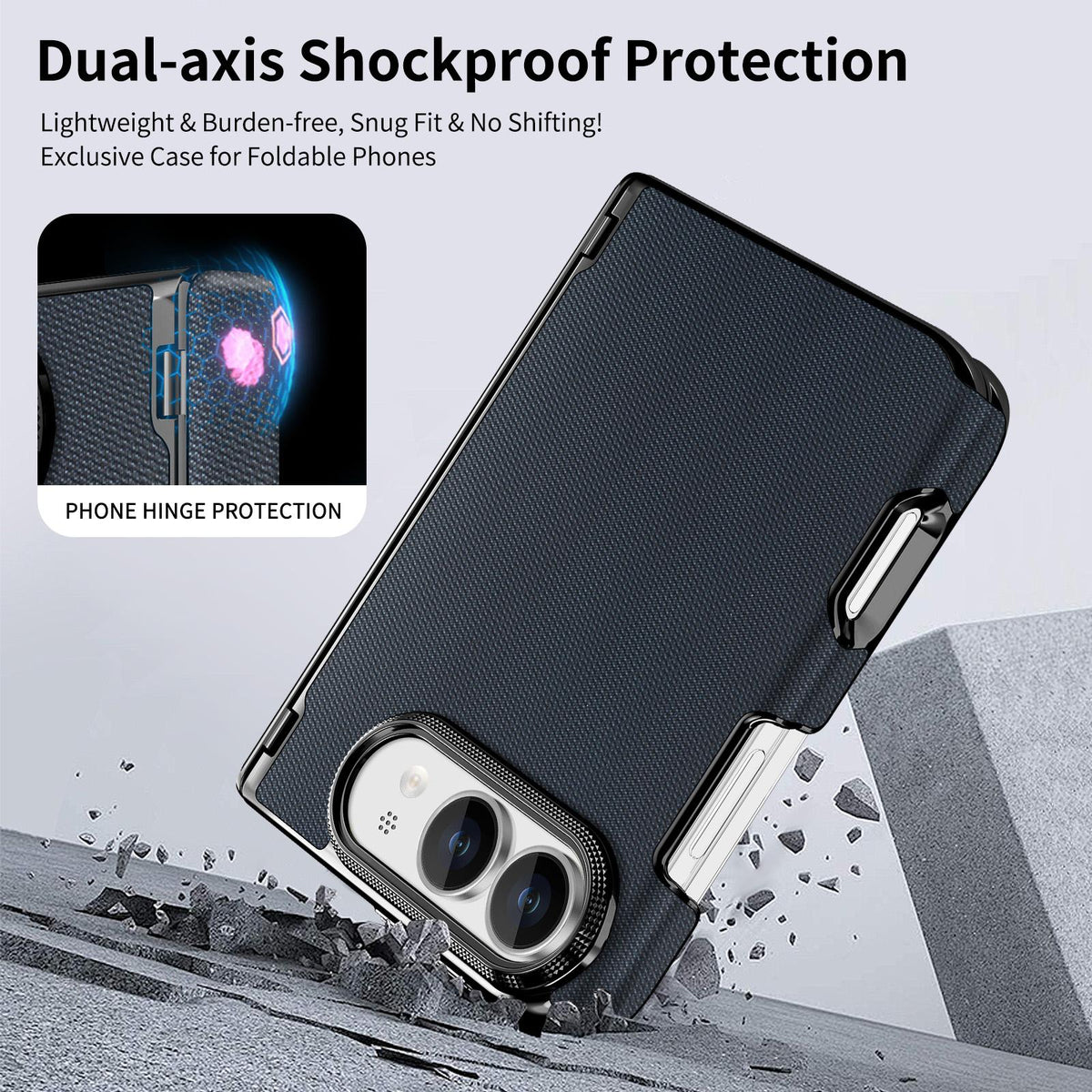 For iPhone Duo Fine-grained Vegan Leather Dual-Hinge Magnetic Phone Case - Bule - SYA003473901D