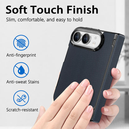 For iPhone Duo Fine-grained Vegan Leather Dual-Hinge Magnetic Phone Case - Bule - SYA003473901D