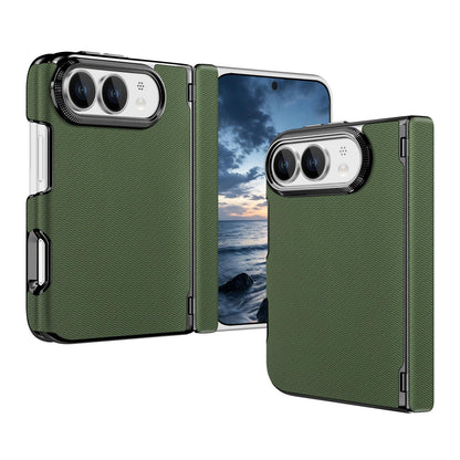 For iPhone Duo Fine-grained Vegan Leather Dual-Hinge Magnetic Phone Case - Green - SYA003473901E