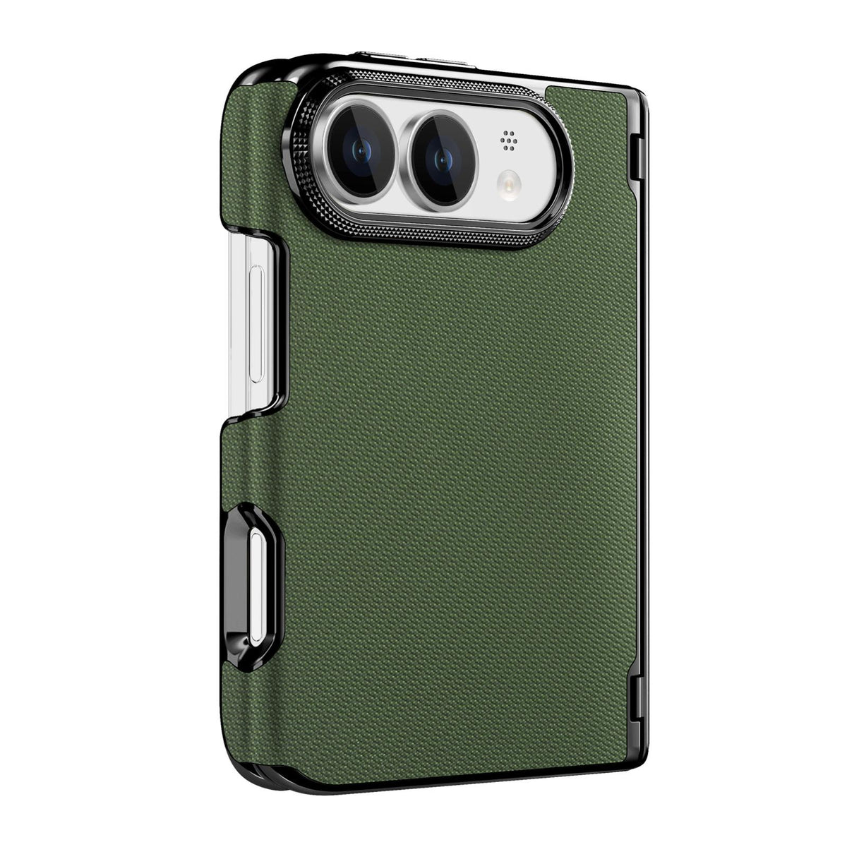 For iPhone Duo Fine-grained Vegan Leather Dual-Hinge Magnetic Phone Case - Green - SYA003473901E