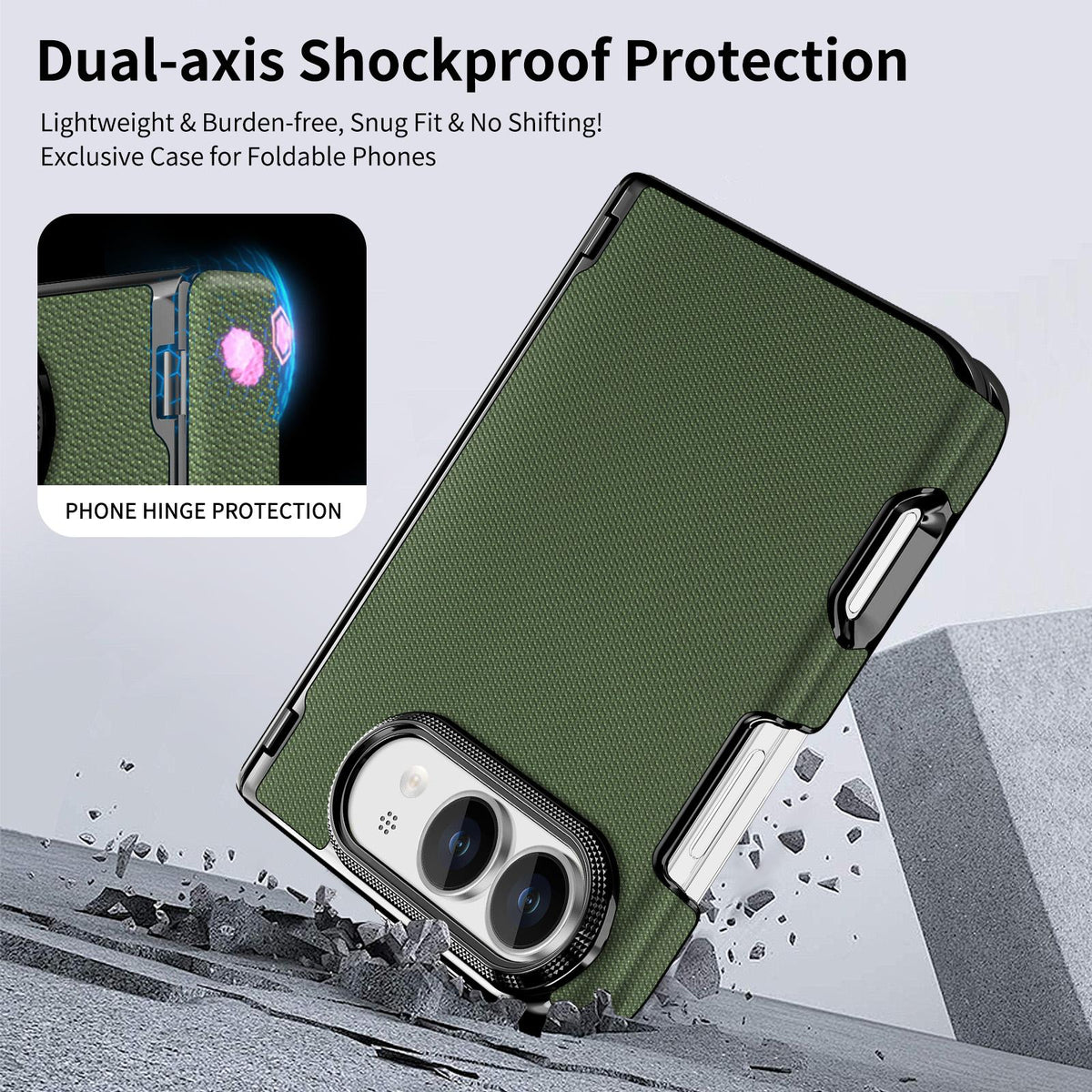 For iPhone Duo Fine-grained Vegan Leather Dual-Hinge Magnetic Phone Case - Green - SYA003473901E