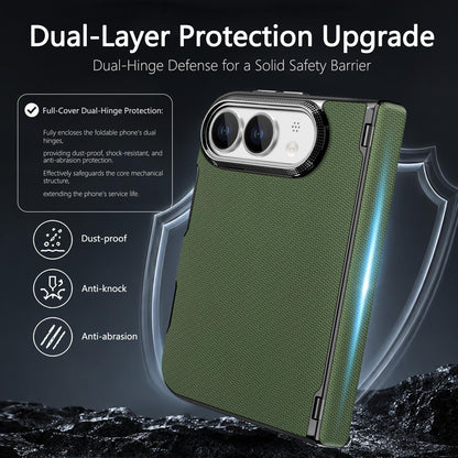 For iPhone Duo Fine-grained Vegan Leather Dual-Hinge Magnetic Phone Case - Green - SYA003473901E