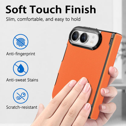 For iPhone Duo Fine-grained Vegan Leather Dual-Hinge Magnetic Phone Case - Orange - SYA003473901F