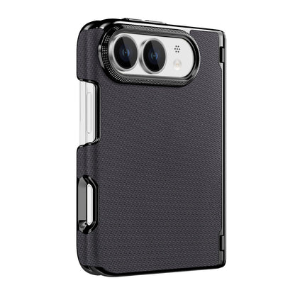 For iPhone Duo Fine-grained Vegan Leather Dual-Hinge Magnetic Phone Case - Space Gray - SYA003473901G