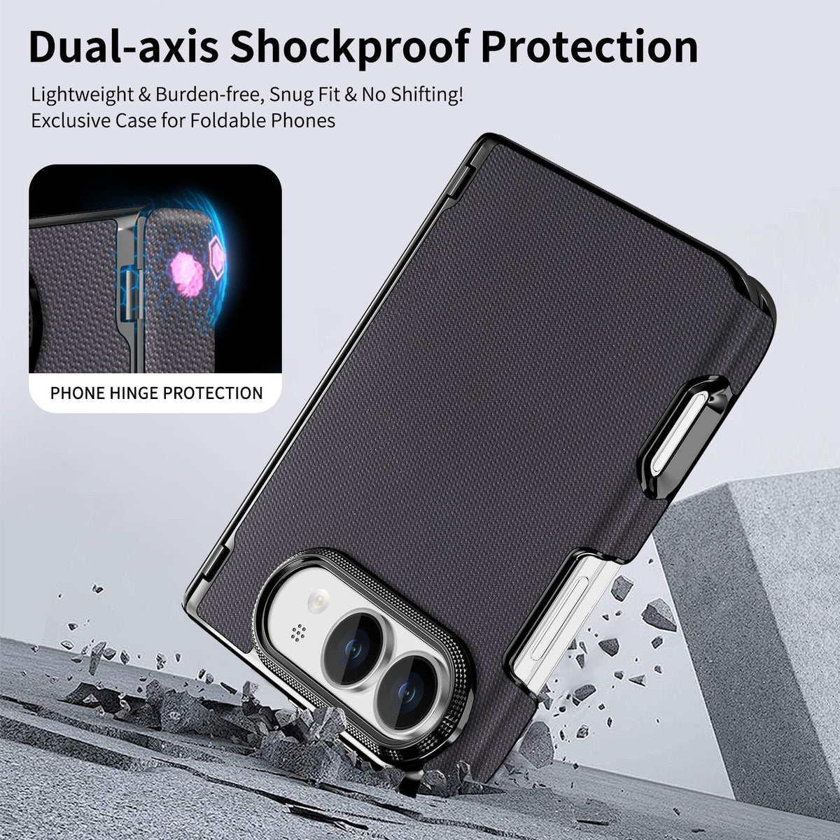 For iPhone Duo Fine-grained Vegan Leather Dual-Hinge Magnetic Phone Case - Space Gray - SYA003473901G