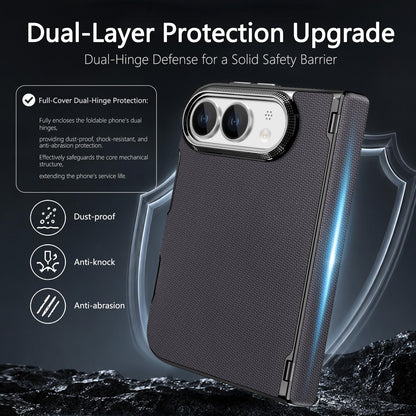 For iPhone Duo Fine-grained Vegan Leather Dual-Hinge Magnetic Phone Case - Space Gray - SYA003473901G